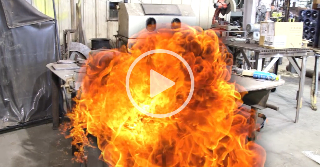 fire prevention safety video blazing fire flames in workshop