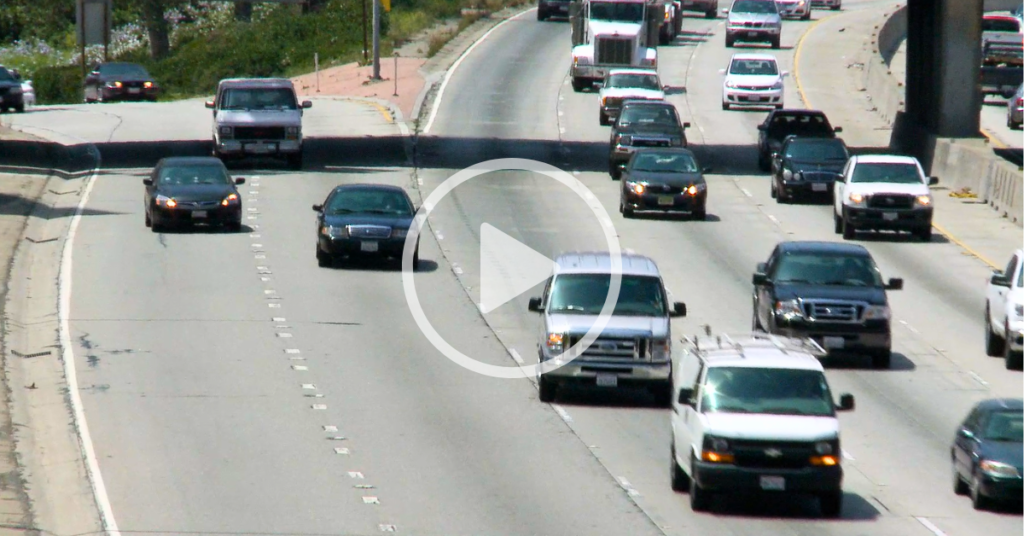 entering moving traffic driver safety video card merging on interstate highway