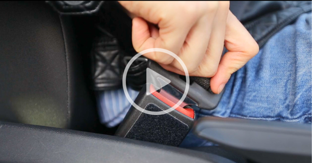 driver putting on seat belt